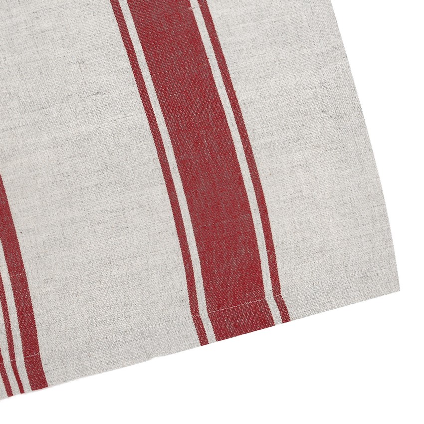 Bordsduk Lukas i 70% linne OEKO-TEX® – randig i rött & natur 140x250cm - 2