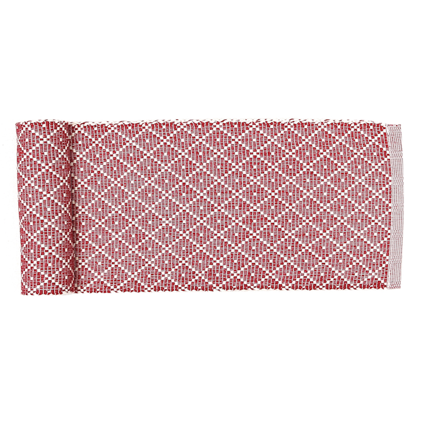 Löpare ELLA Recycled OEKO-TEX® – Mörkröd & beige 15x140cm - 2