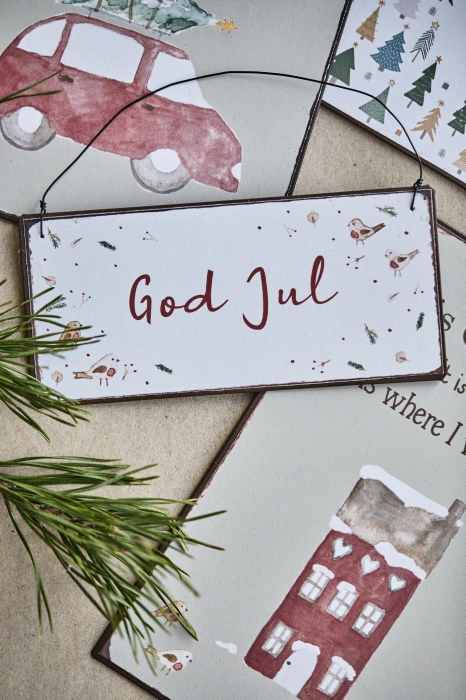 Skylt i metall "God Jul" 15x7cm - 2