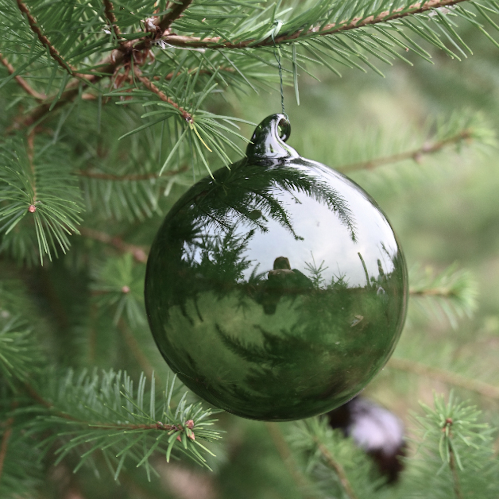 Julkula i munblåst glas – GRÖN stor Ø:10cm - 5