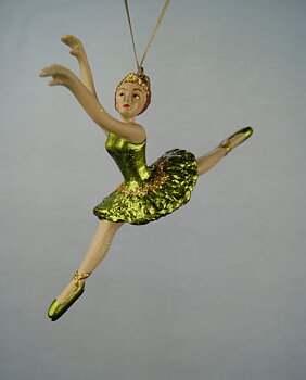 Julkula BALLERINA SOFIA med glimmande limefärgad dräkt med guldglitter