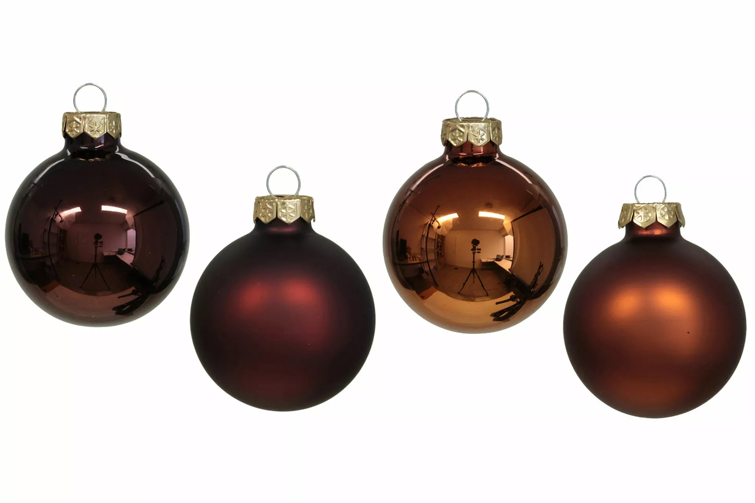 Julkulor BAS i Glas – runda Chokladfärg, mix av matta & blanka Ø:8cm 8-pack