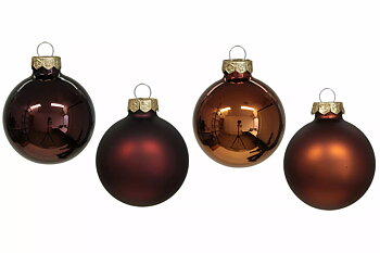 Julkulor BAS i Glas – runda Chokladfärg, mix av matta & blanka Ø:8cm 8-pack