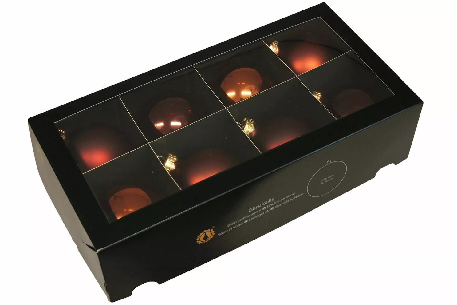 Julkulor BAS i Glas – runda Chokladfärg, mix av matta & blanka Ø:8cm 8-pack - 2