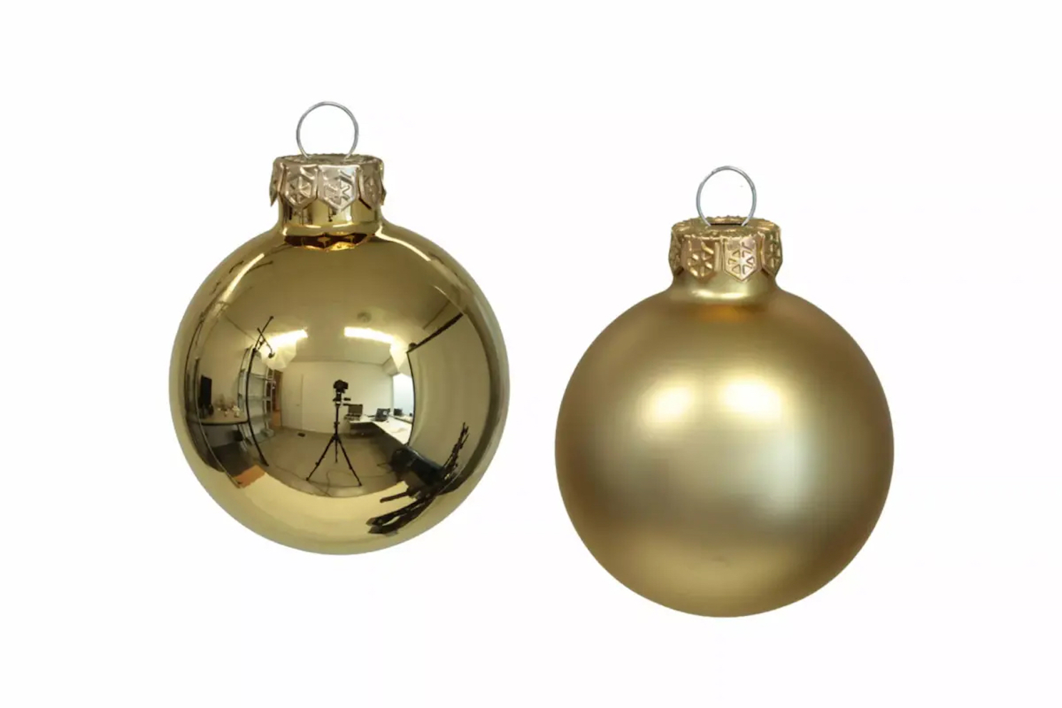 Julkulor BAS i Glas – runda Guldfärgade, mix av matta & blanka Ø:8cm 8-pack - 2
