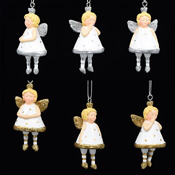 Ängel med krona & hänge H:6,5cm pris/styck