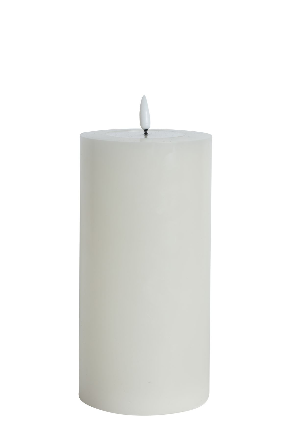 LED Blockljus med fjärrkontroll, flammande 3D-låga & timer vit Ø:10cm H:20cm