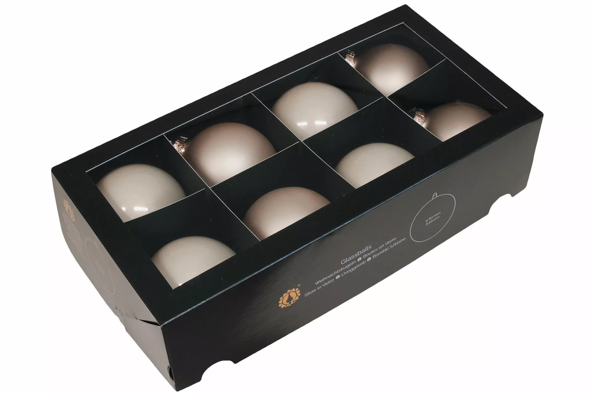 Julkulor BAS i Glas – runda champagne, mix av matta & blanka Ø:8cm 8-pack - 2
