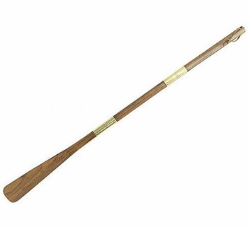 Skohorn i mässing & trä med extra långt skaft, delbart 70cm