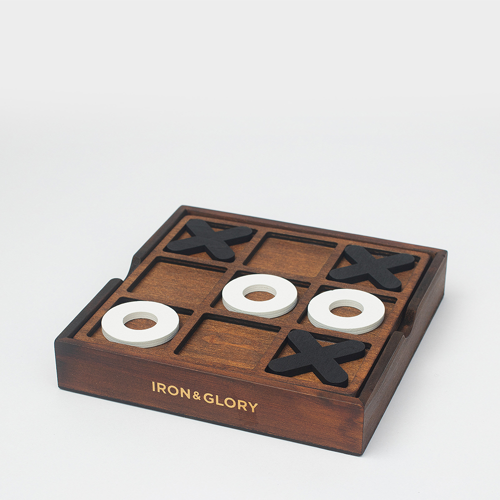 Brädspel Luffarschack "Tre i Rad" – Deluxe Tic-Tac-Toe-bräda i trä - 3