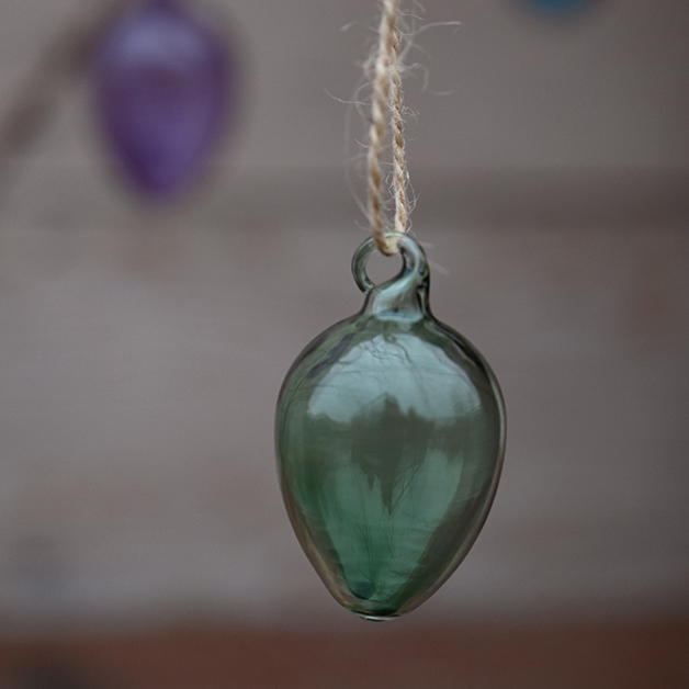 Munblåst ägg av glas – Grönt, litet - 2