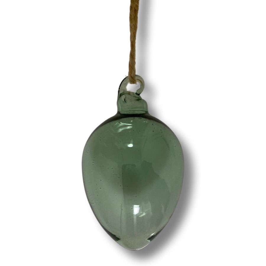 Munblåst ägg av glas – Grönt, litet - 3