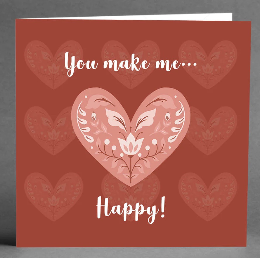 Kvadratiskt kort med kuvert – You make me... Happpy