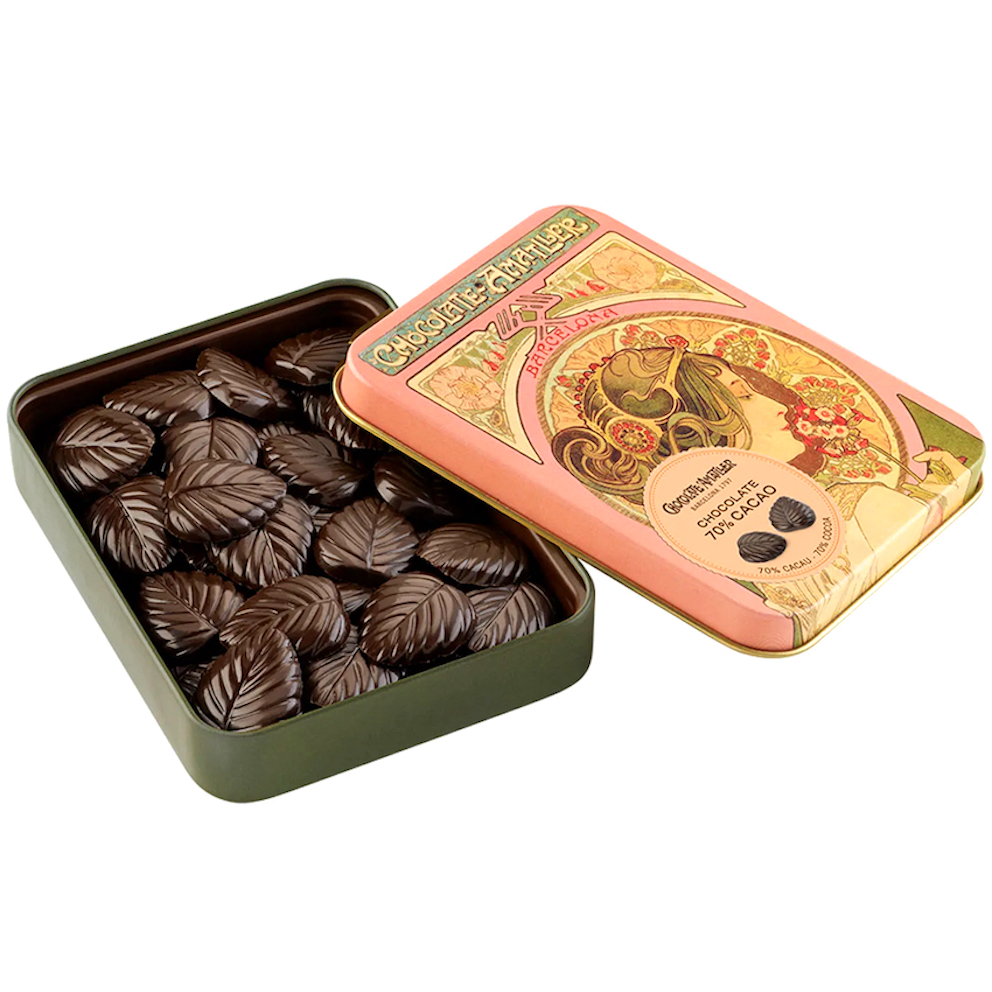 Löv av 70% mörk choklad i en vacker plåtask 60g - 2