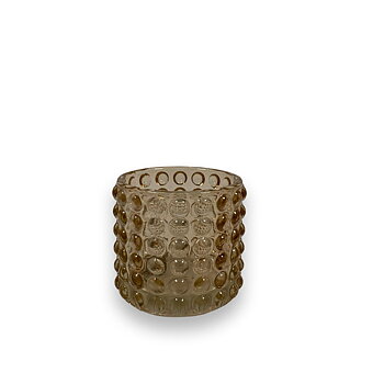 Ljuslykta / ljuskopp PIANA i glas – amber liten 7,2x7,2x6,7cm