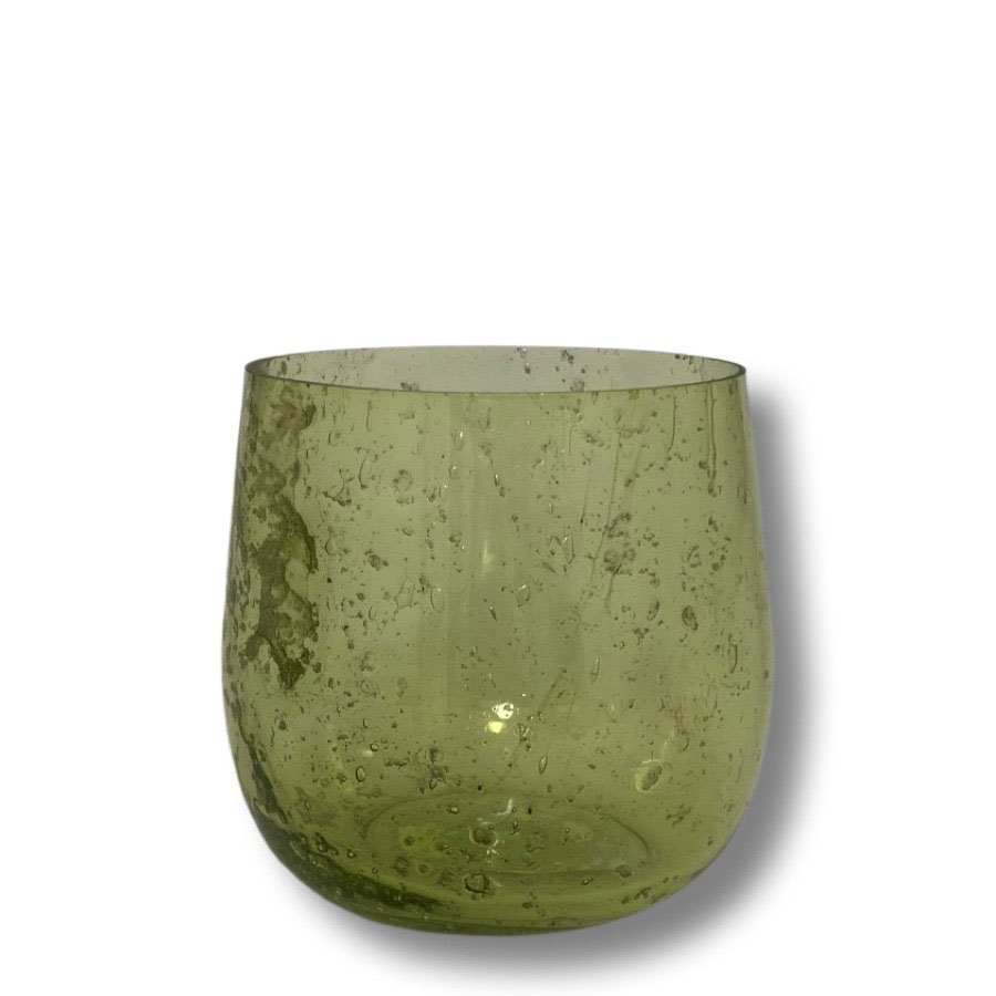 Ljuslykta / ljuskopp DAANA i glas – grön liten 8x8x8cm