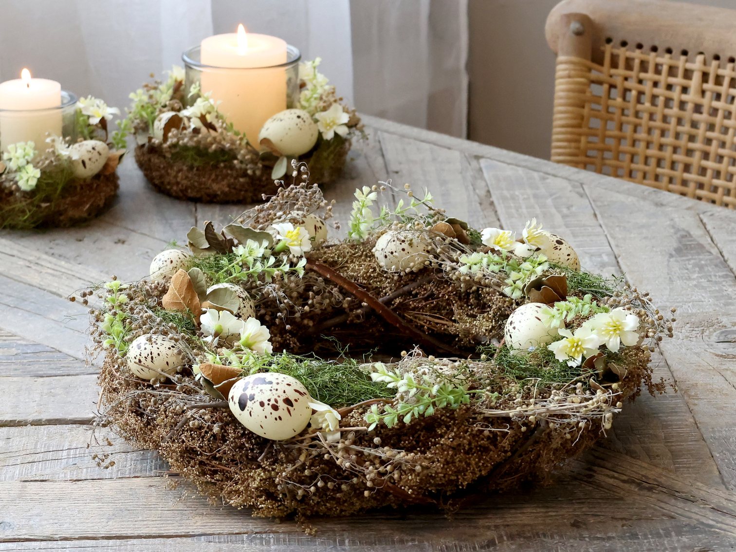 Krans Fleur med ägg, rotting, blommor & gräs Ø:35cm - 5