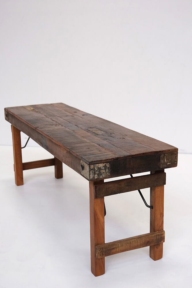 Bänk av återvunnet trä, hopfällbar 119x40x45cm - 3