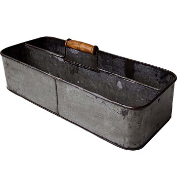 Förvaringslåda / korg AGUSTIN i järn med trähandtag 24x57x22cm