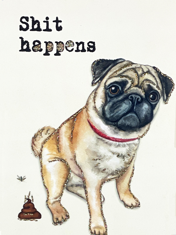 Presentkort med kuvert – Shit happens 9x13cm - 3