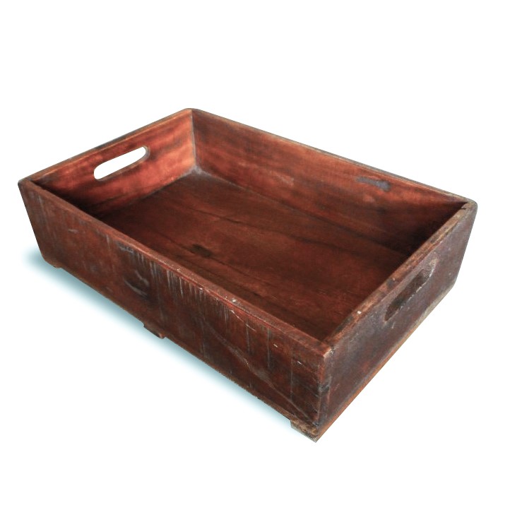 Låda / Bricka VINTAGE i återvunnet trä 30x13x46cm - 2