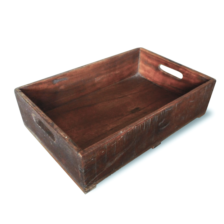 Låda / Bricka VINTAGE i återvunnet trä 30x13x46cm - 6