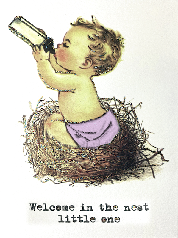 Presentkort med kuvert – Welcome in the nest little one 9x13cm