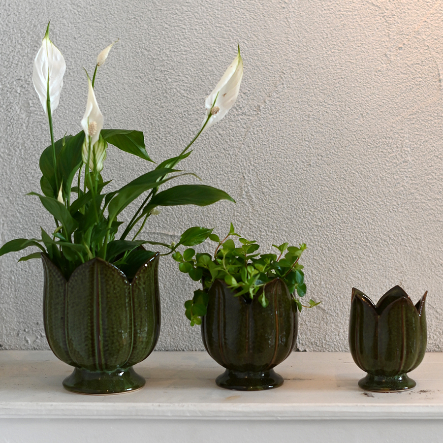 Kruka TULIPA Moss Medium i stengods H:15,5cm - 3