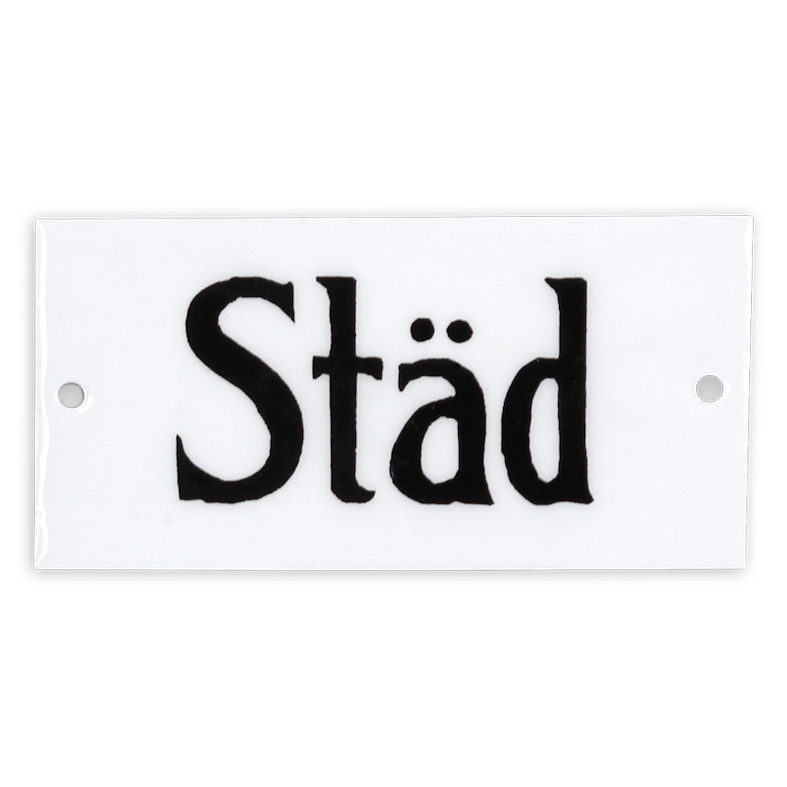 Skylt i emaljfinish – Städ 9x4,5cm
