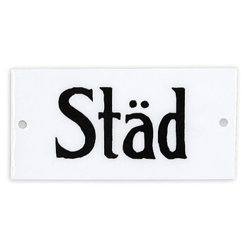 Skylt i emaljfinish – Städ 9x4,5cm