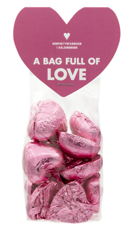 Chokladhjärtan med nougatfyllning – A bag full of love 100g