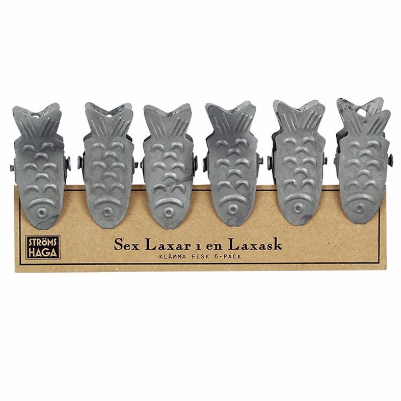 Klämmor Fisk i metall 6-pack - 2