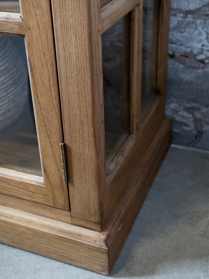 Sideboard, vitrinskänk med spröjsade glasdörrar och lådor, natur - 5