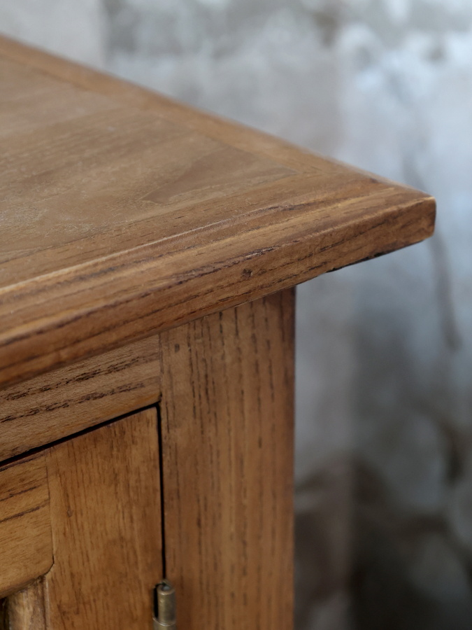 Sideboard, vitrinskänk med spröjsade glasdörrar och lådor, natur - 6