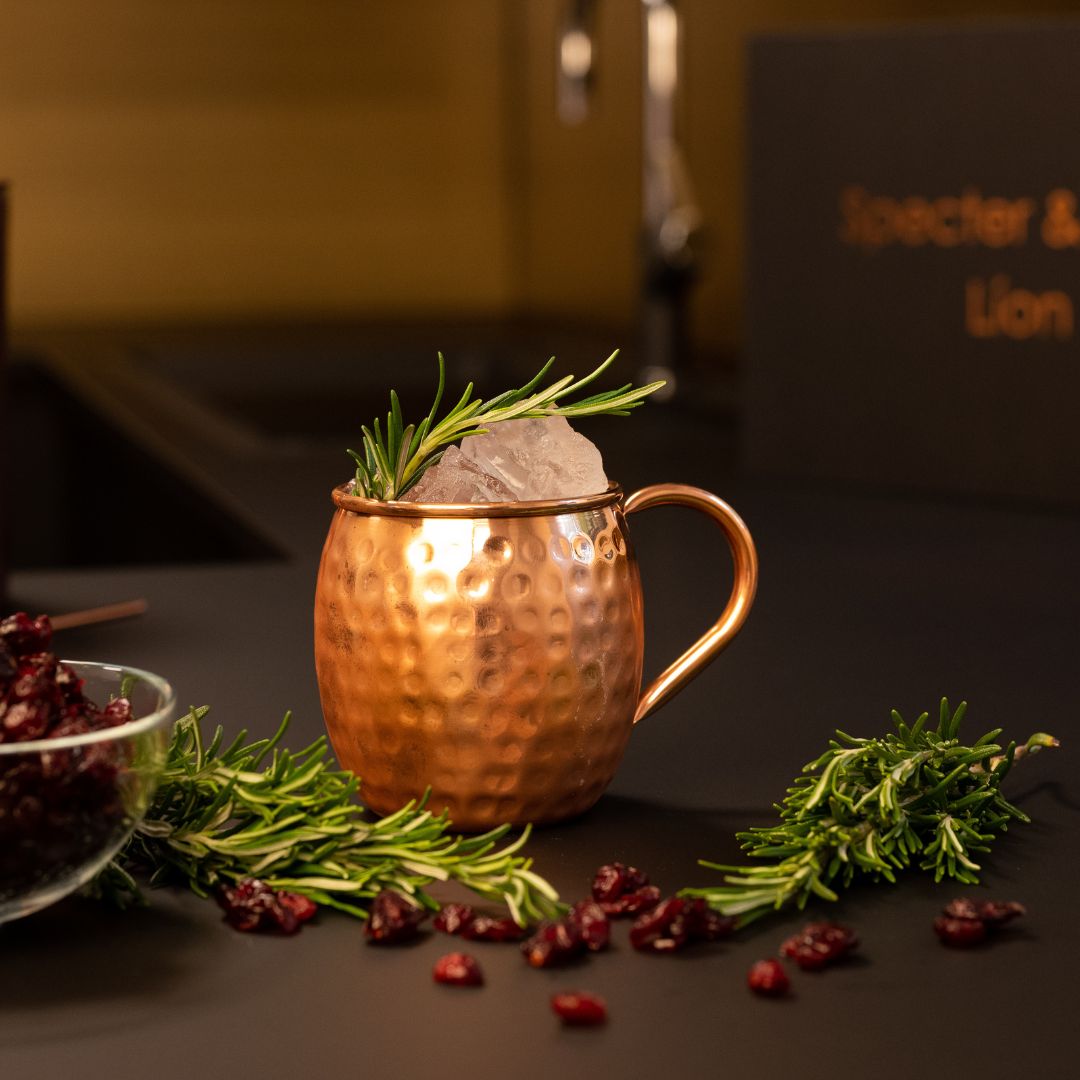 Moscow mule Muggar i äkta koppar, set med 4 muggar med drinktillbehör, Lion - 4