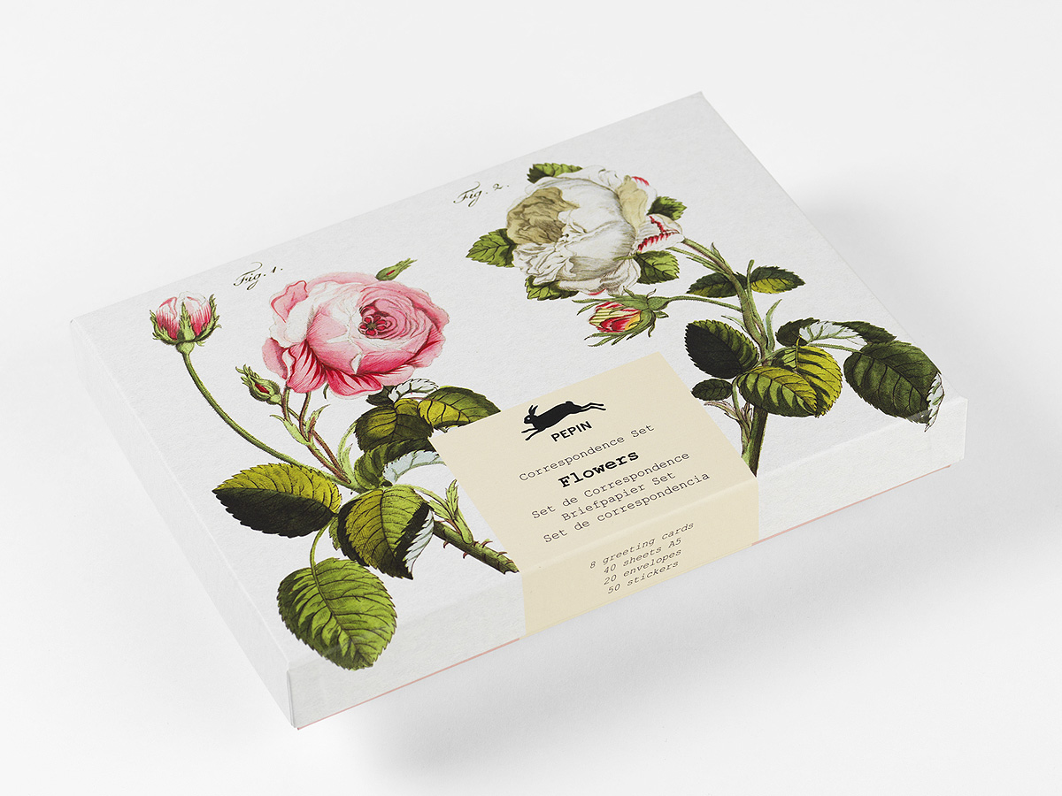 Skrivset med 40 brevpapper, 8 dubbla kort & 20 kuvert i fin ask – FLOWER - 4