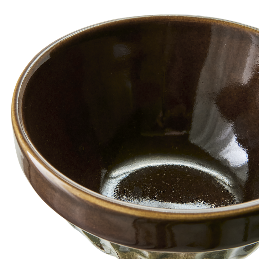 Skål COSTA i keramik – Grön & brun Ø:12,5 H:6cm - 3
