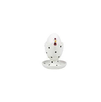 Äggkopp Höna på liten fot vit H:9cm