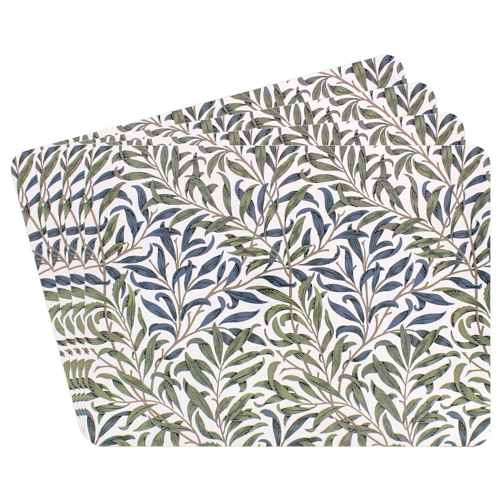 Bordstabletter i Morris' mönster Willow Bough, undersida i kork 4-pack