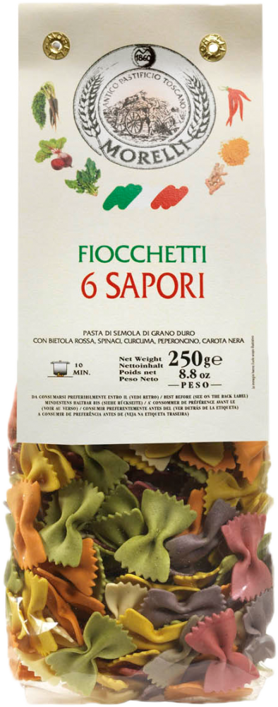 Morelli FIOCCHETTI 6 SAPORI – Fjärilsformad pasta i sex smaker 250g
