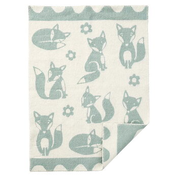 Ullfilt KLIPPAN FOX – Babypläd i 100% ekologisk lammull blå 65x90cm