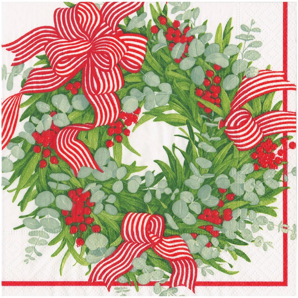 Servetter Middag Ribbon Stripe Wreath