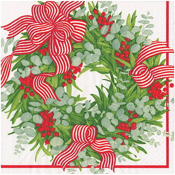 Servetter Middag Ribbon Stripe Wreath