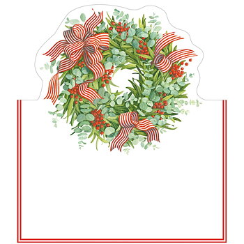 Placeringskort utstansad krans – Ribbon Stripe Wreath 8-pack