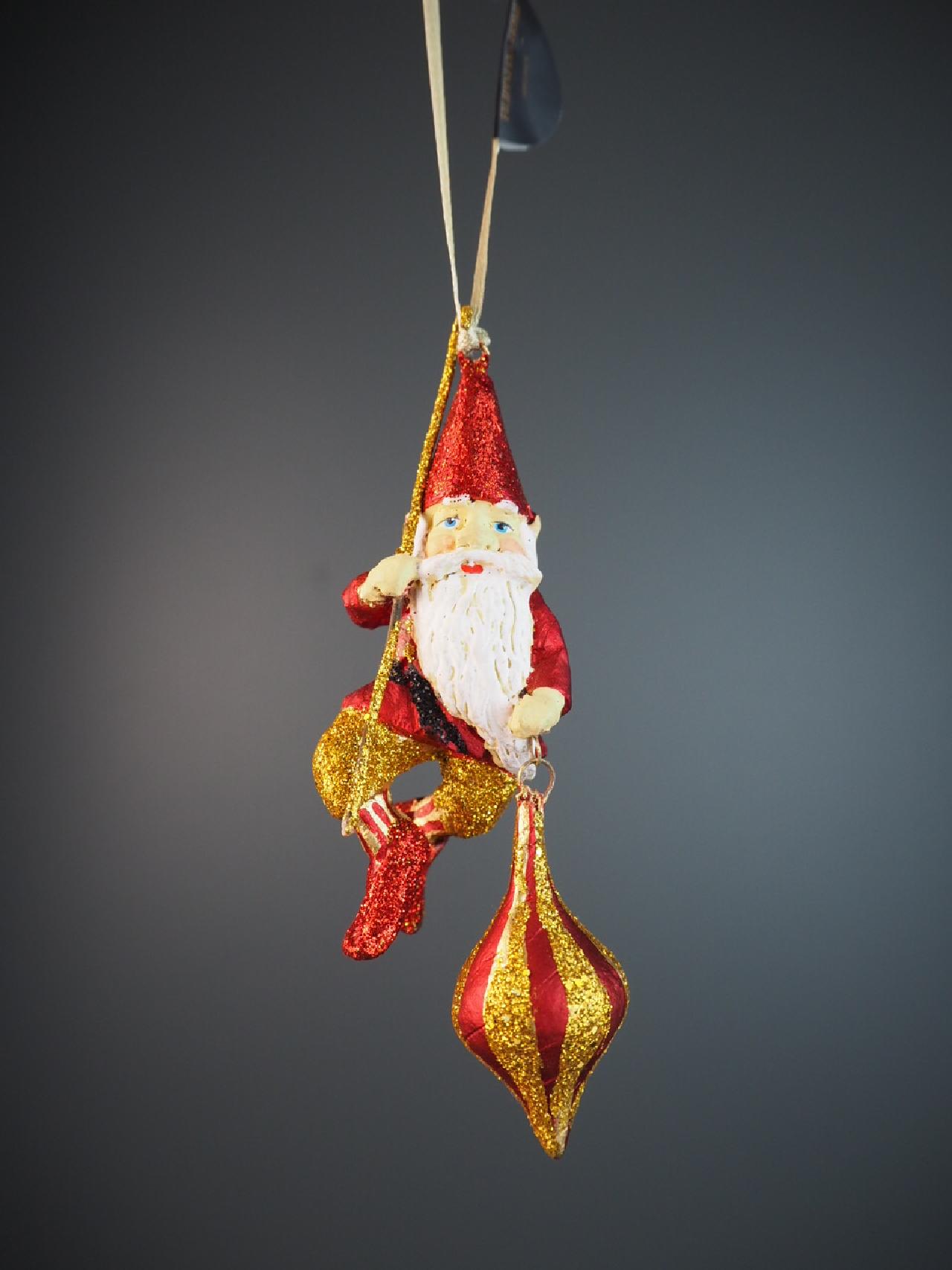 Julkula SANTA ELF – Glimmande tomte med spira & julkula - 2
