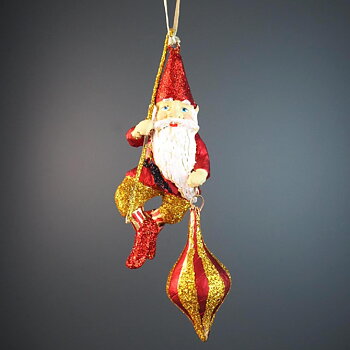 Julkula SANTA ELF – Glimmande tomte med spira & julkula