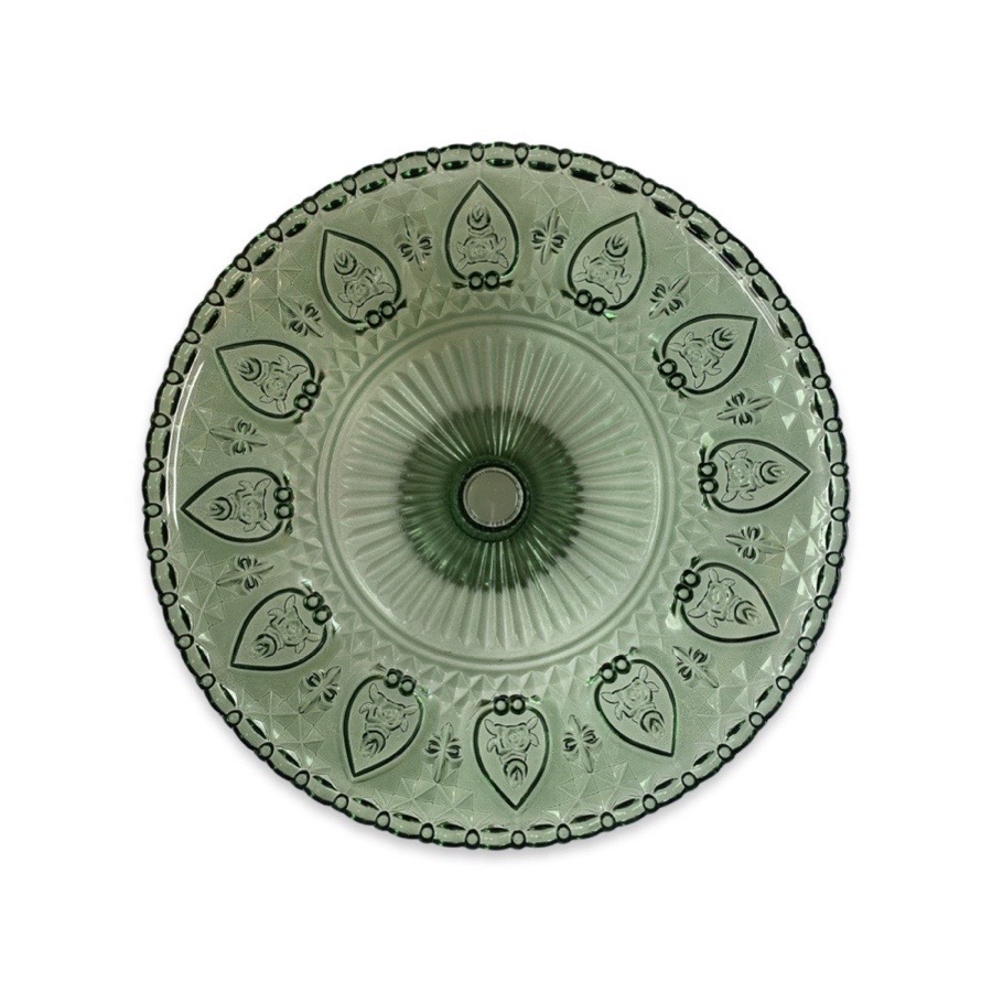 Kakfat TUIJA på fot i glas – GRÖN stor Ø:30cm H:10,5cm - 2