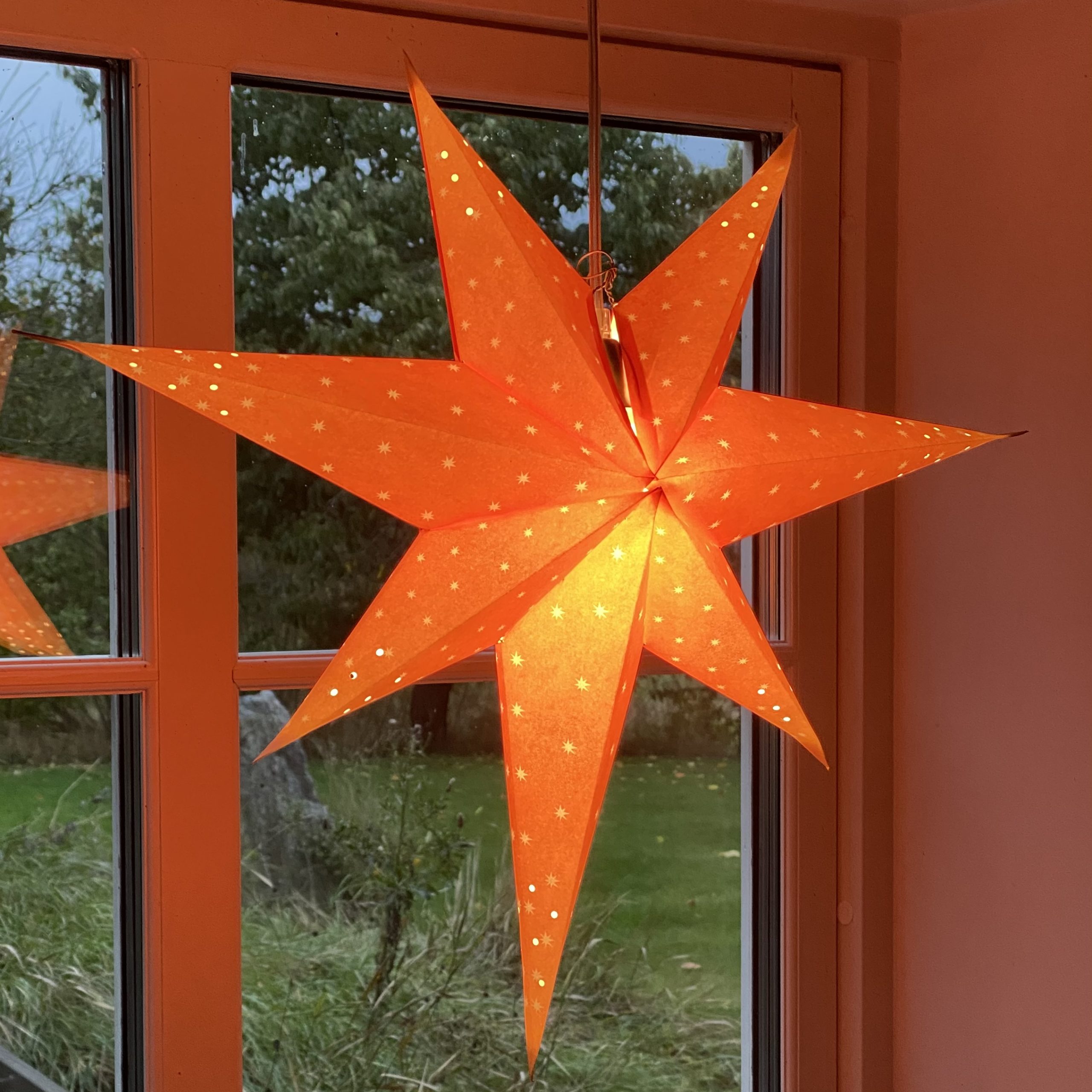 Adventsstjärna – klassisk retromodell i orange 7-uddig 60cm - 9