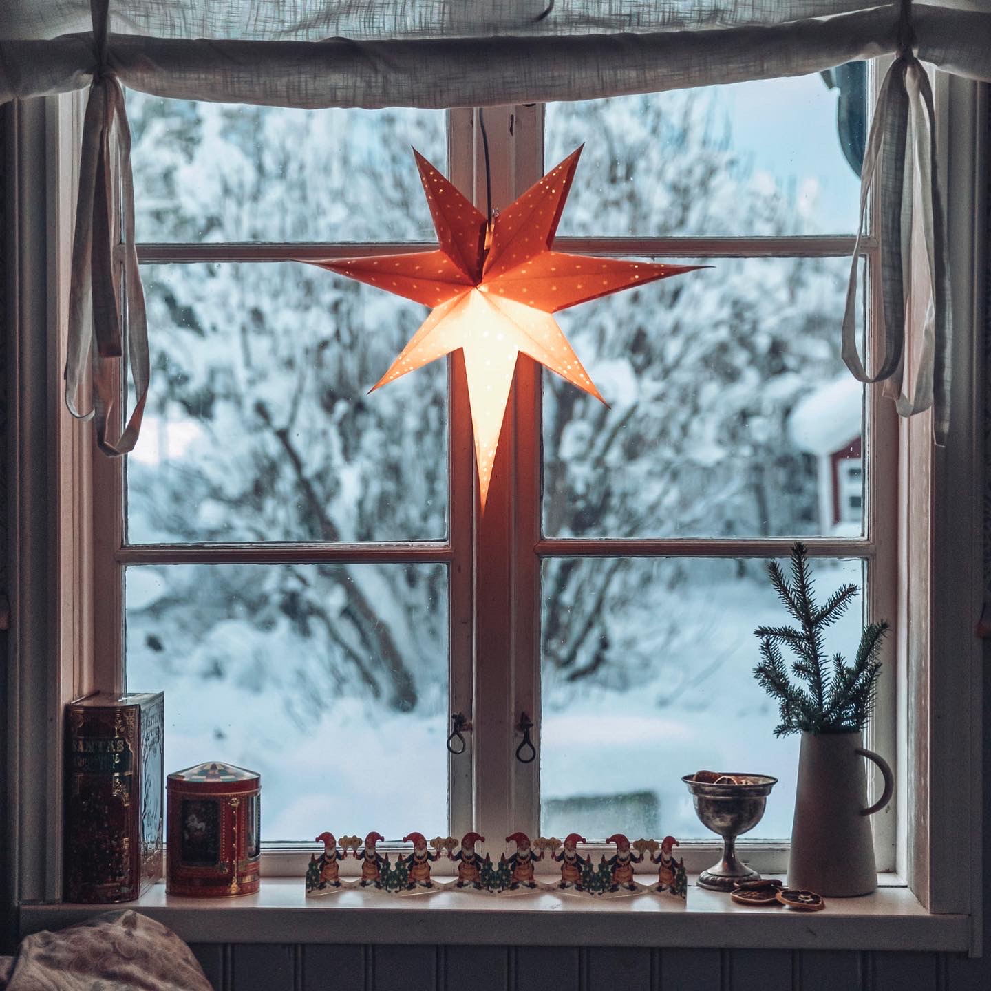 Adventsstjärna – klassisk retromodell i orange 7-uddig 60cm - 4