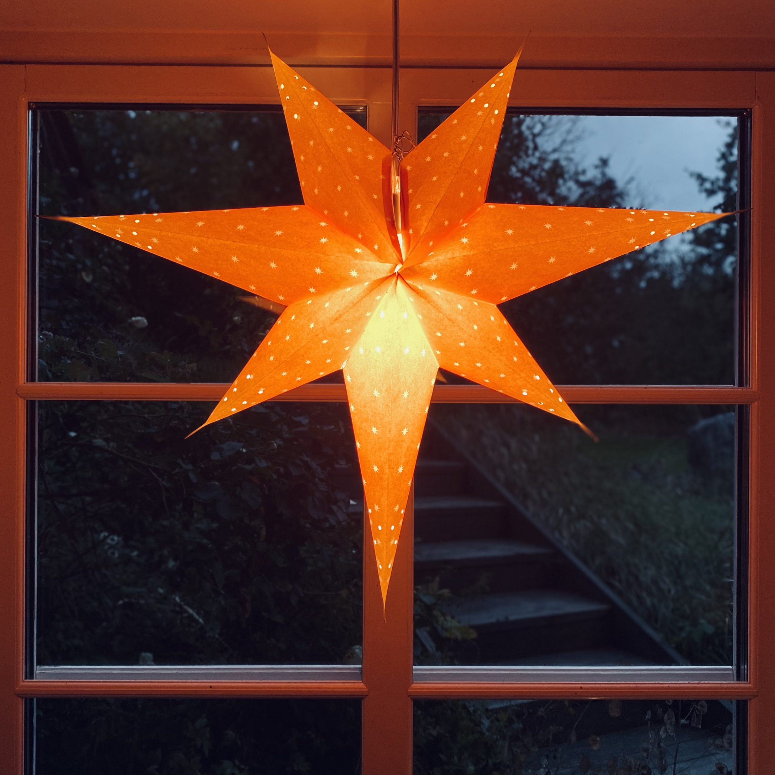 Adventsstjärna – klassisk retromodell i orange 7-uddig 60cm - 10